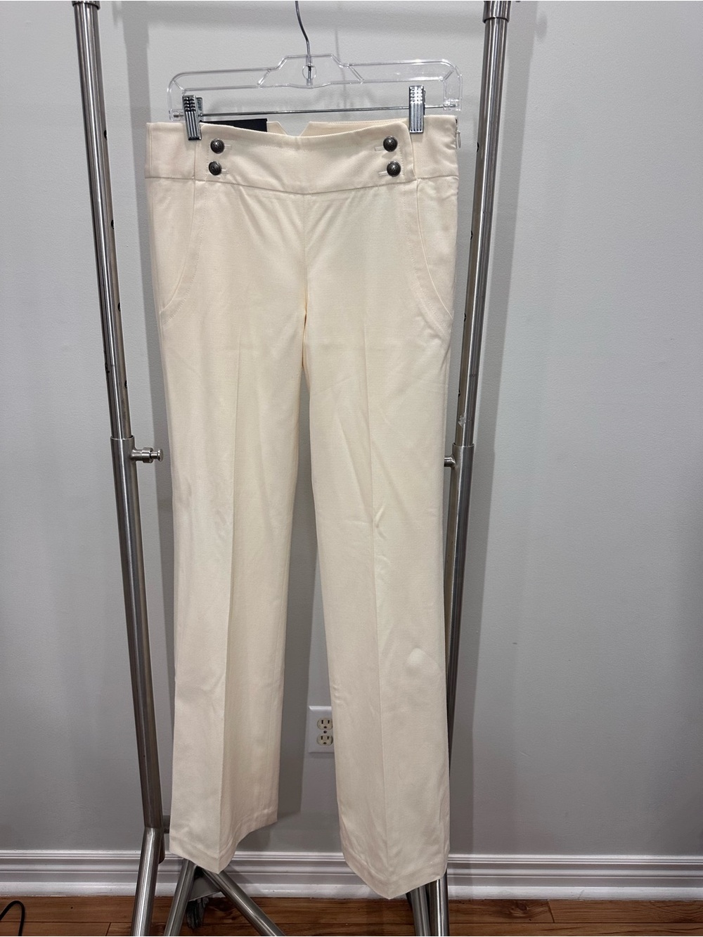CLUB MONACO 2000s NWT Wool Ursula Ivory Low-Waist Trousers Pants Bootcut Size 2